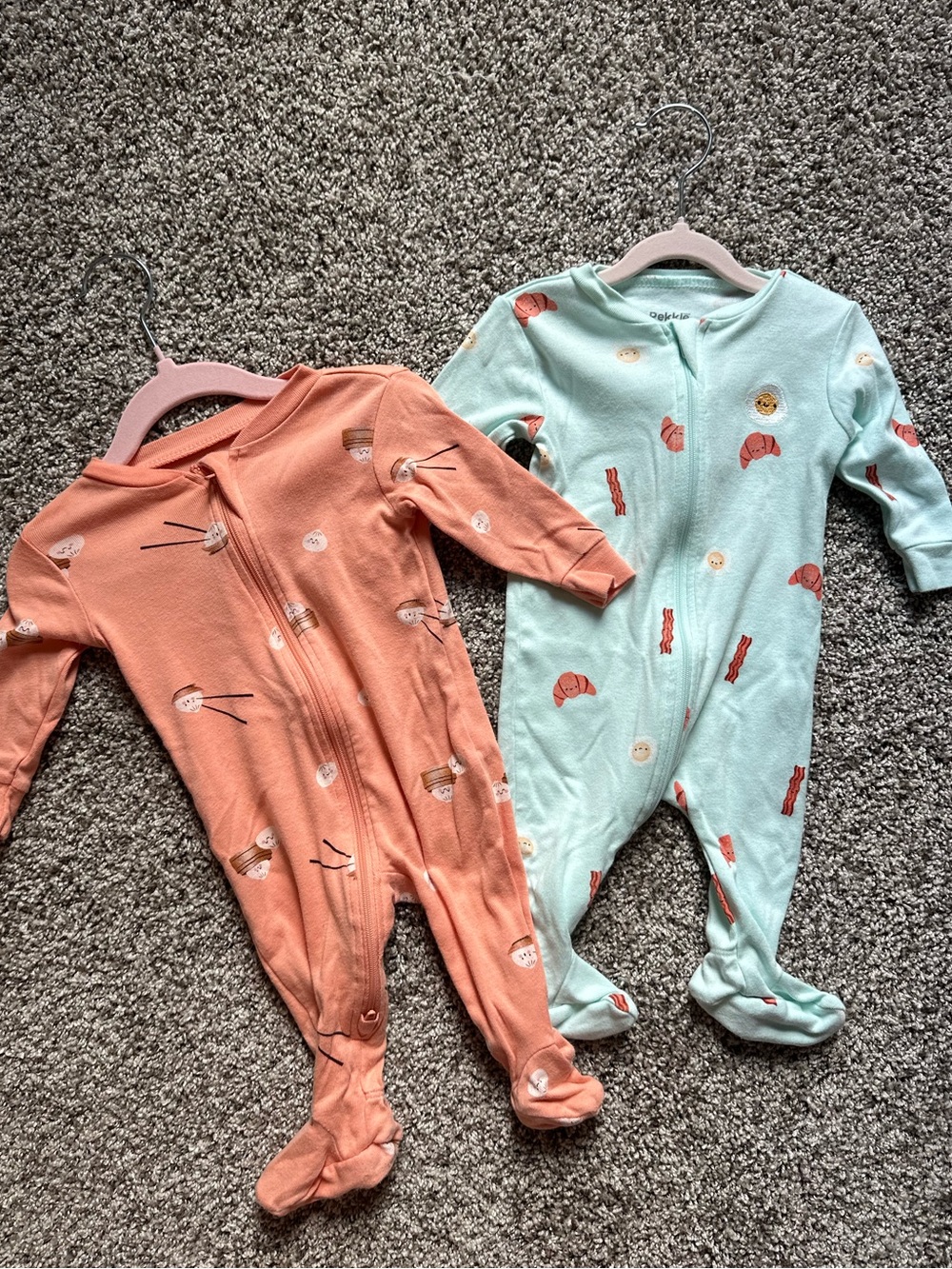 Bundle of 2 Zip Sleeper Onsies with Food Print